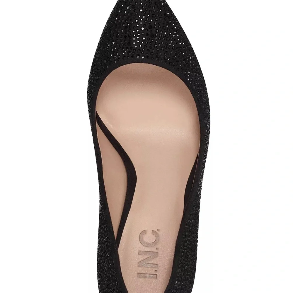 NIB INC Zitah3blk black sparkly pointed toe witchy heels. Size 8
